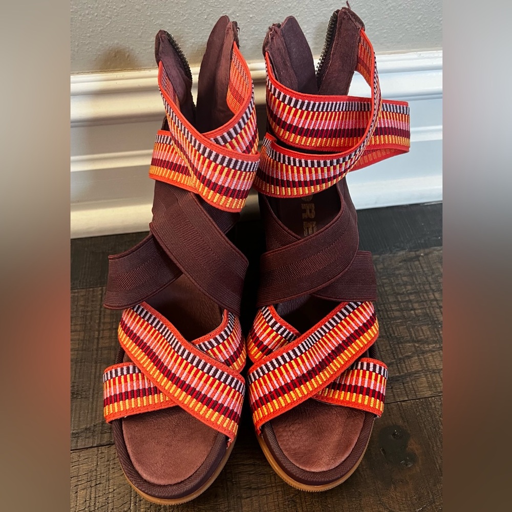 Sorel Multi Bright Colored Strapped Wedges